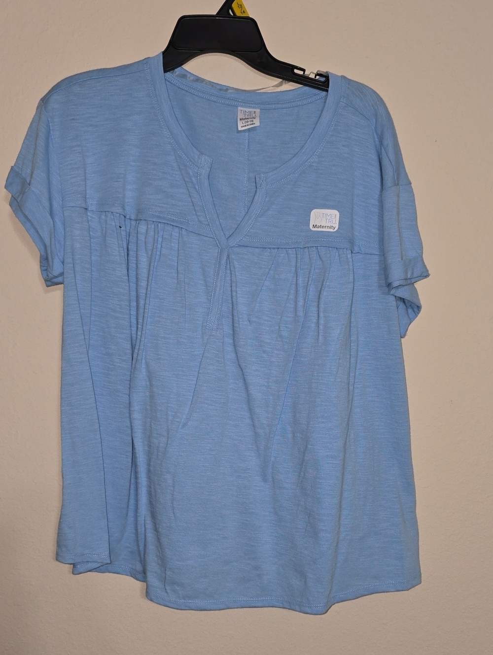 NWT Time and Tru Blue Short Sleeve Maternity Blouse Multiple Sizes Available